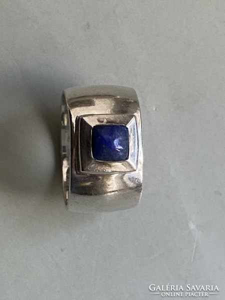 Silver ring with lapis stone