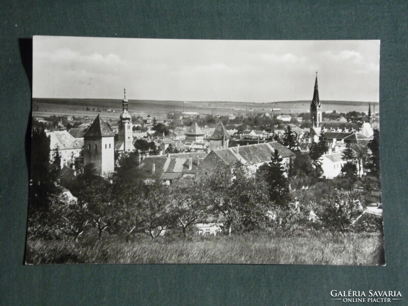 Postcard, Kőszeg skyline, detail, castle, church