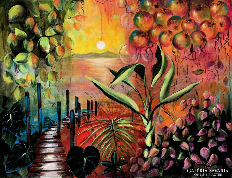 Bridge to Eden - acrylic painting - 58 x 75 cm