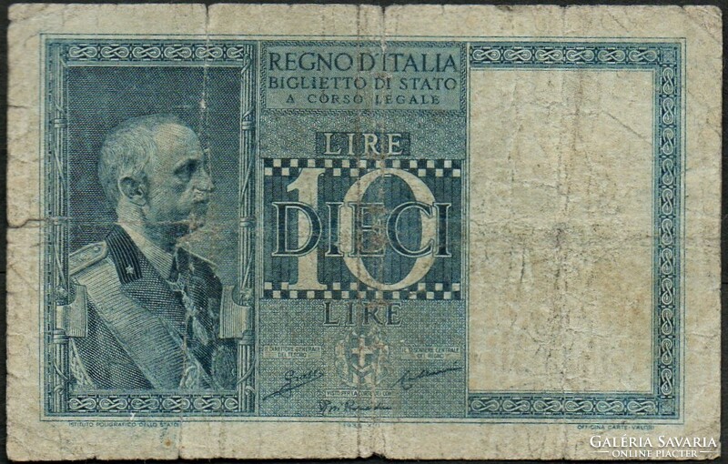 D - 009 - foreign banknotes: 1935 Italy, 10 lira