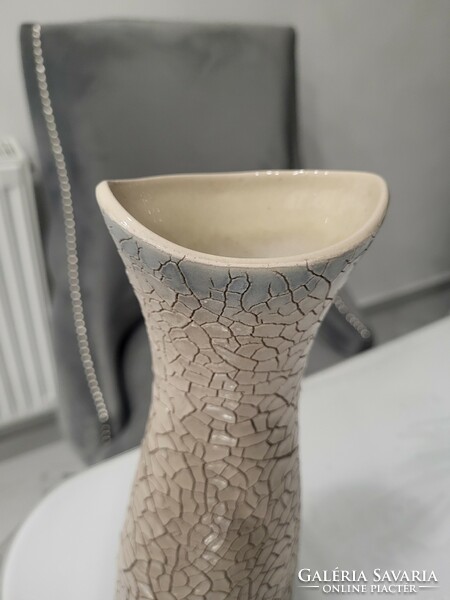White cracked glaze cat vase by Zsolnay