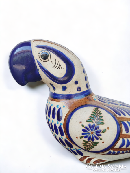 Beautiful blue hand painted Mexican tonal parrot