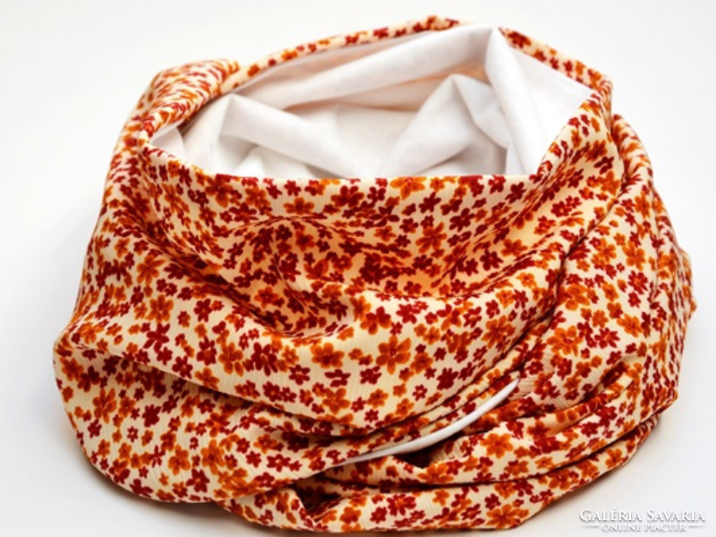 Women's round scarf / scarf with rust brown flowers