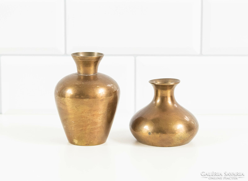 Pair of mini copper vases - handmade ornaments
