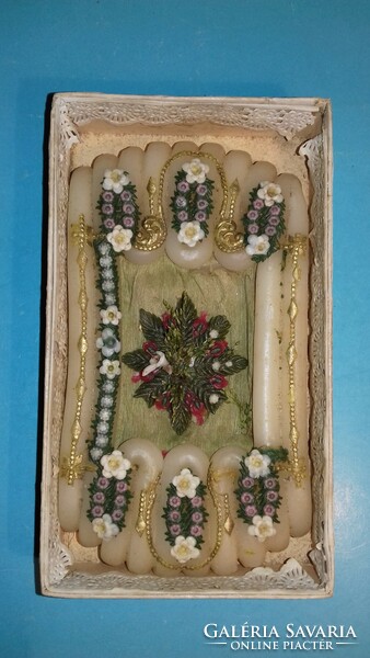 Antique wax nun work in convent work box