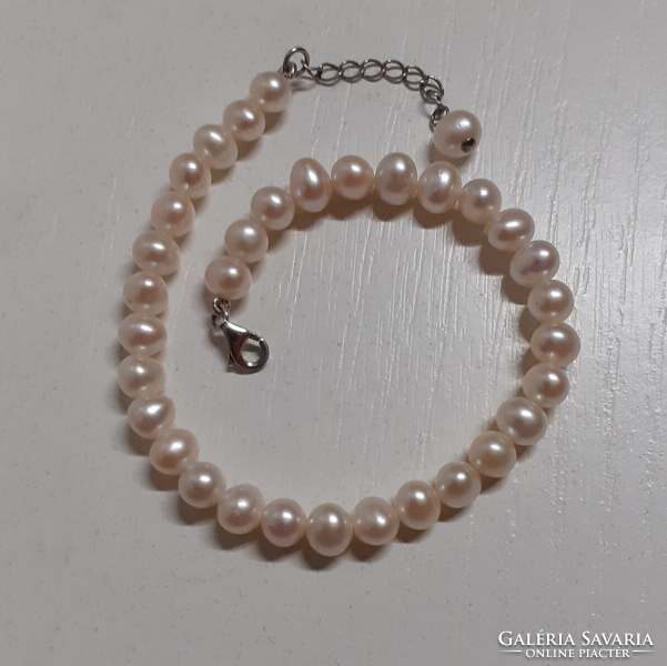 Cultured pearl kalán bracelet chain with marked silver switch