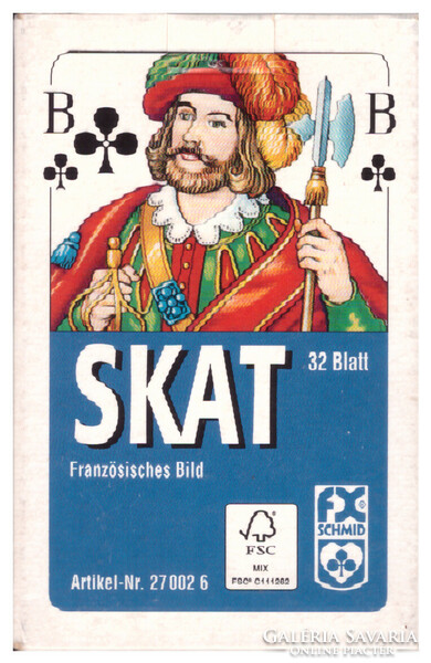 81. Francia sorozetjelű skat kártya berlini kártyakép F.X. Schmid München 1995 körül 32 lap