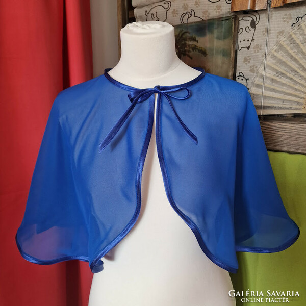 Wedding bol107 - elegant tie royal blue muslin bolero, cape