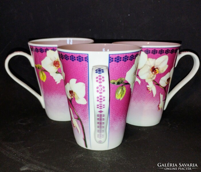 3 Royal Worcester orchid white mugs