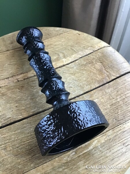 Old black colored glass candle holder, perhaps Scandinavian?