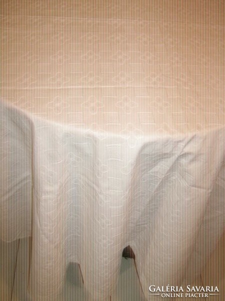 Wonderful elegant white fabric with floral pattern madeira tablecloth