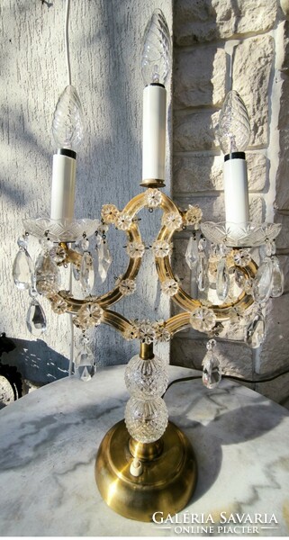 Antique table lamp table kristàly 3 burners special rare piece. Video too !!