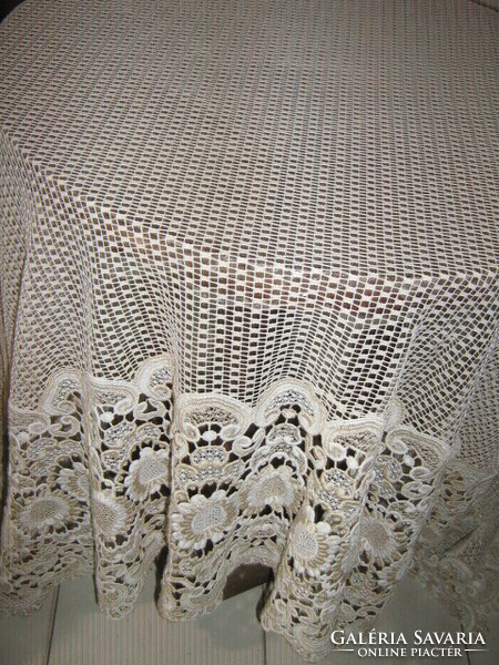 Beautiful vintage ecru floral lace curtain