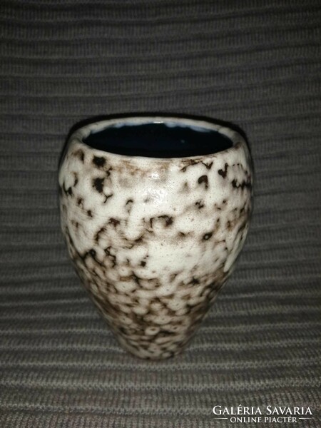 Retro Hódmezővásárhely ceramic vase, 13 cm high (a5)