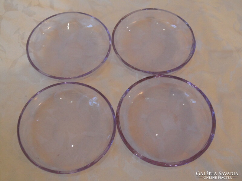 Lila színváltós üveg tálka ( 4 db. )