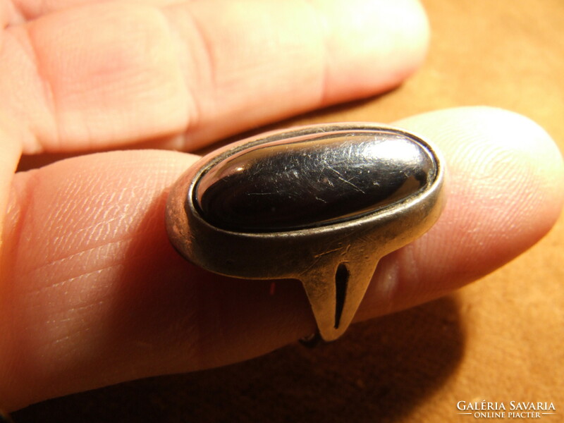 Silver ring with hematite (050501)