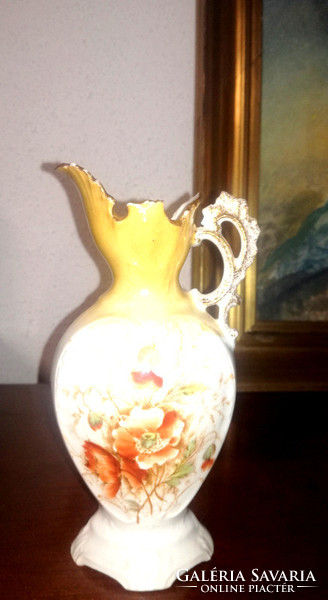 Art Nouveau poppy flower Carlsbad antique ceramic vase -16 cm