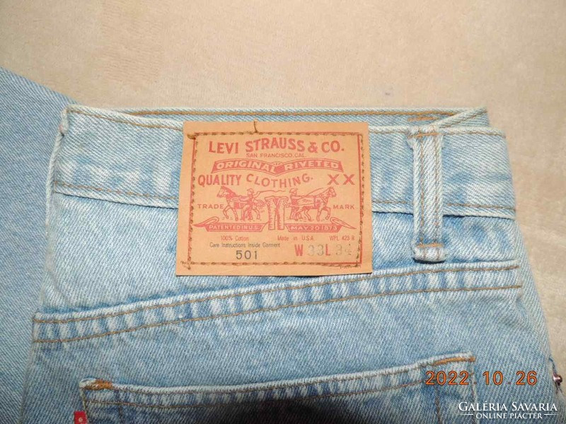 Levi's jeans 501 - men's jeans with buttons, w33l34, light blue