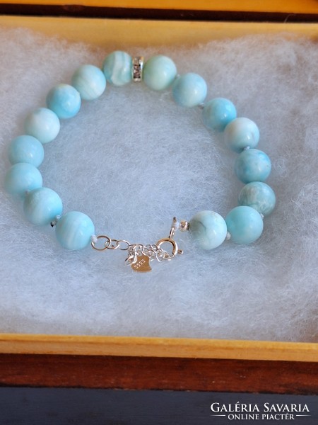 Larimar stone, 925 silver bracelet.