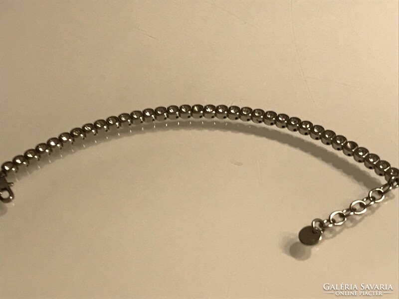 Stainless steel bracelet with brilliant crystals, 19 cm long