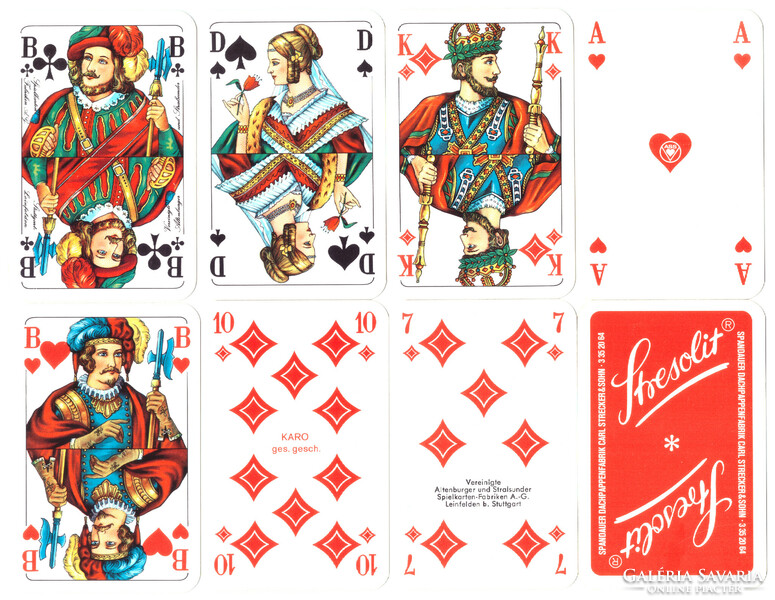 87. Francia sorozetjelű skat kártya berlini kártyakép ASS 1975 körül 32 lap