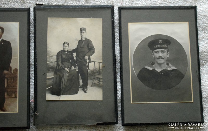 Antique family photo Hungarian soldier kriegsmarine 10 pcs. Original polished glass plate holder xix. XX. Photo