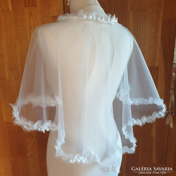 Wedding bol02 - elegant French lace edging ecru bolero, cape