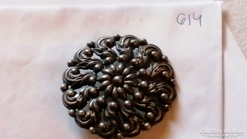 Old, handmade, dark gray flower brooch 614.