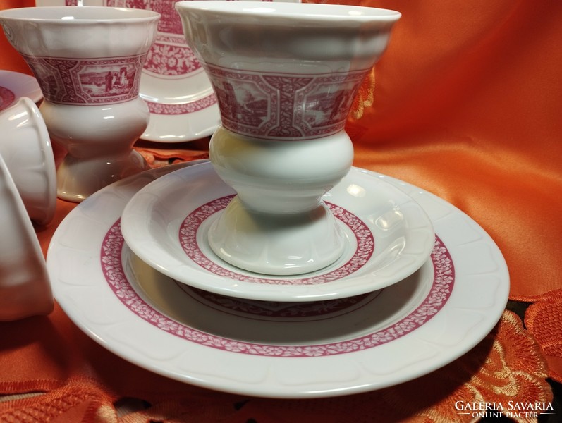 Villeroy § Boch, Heinrich, német porcelán 6 személyes  reggeliző készlet, 19 db