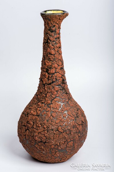 Modernist cracked glazed ceramic vase - 1965