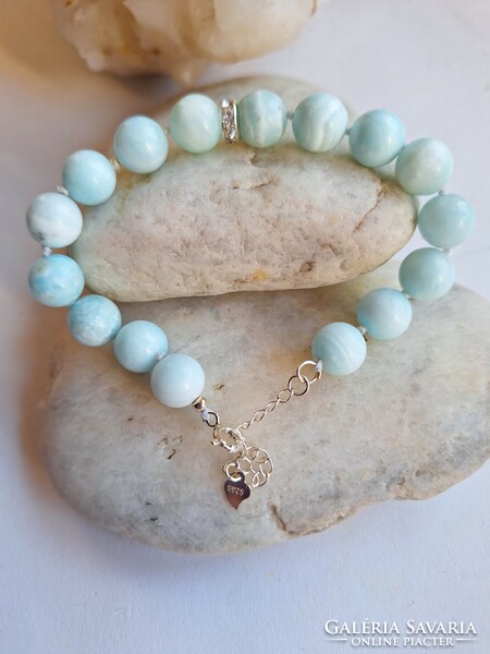 Larimar stone, 925 silver bracelet.