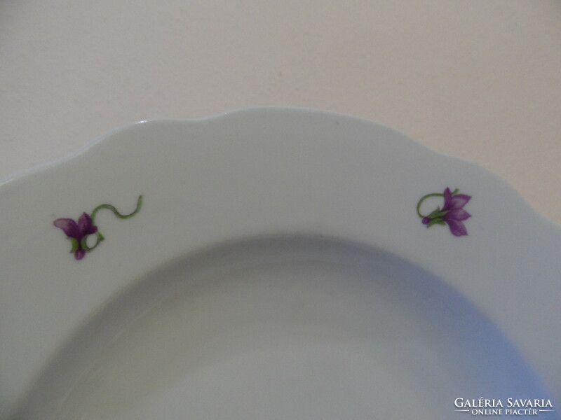 Zsolnay porcelain deep plate with violet pattern (4 pcs.)