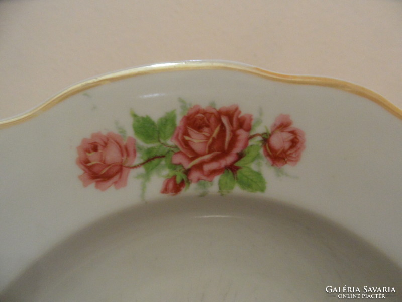 Zsolnay porcelán rózsa mintás mélytányér ( 2 db. )
