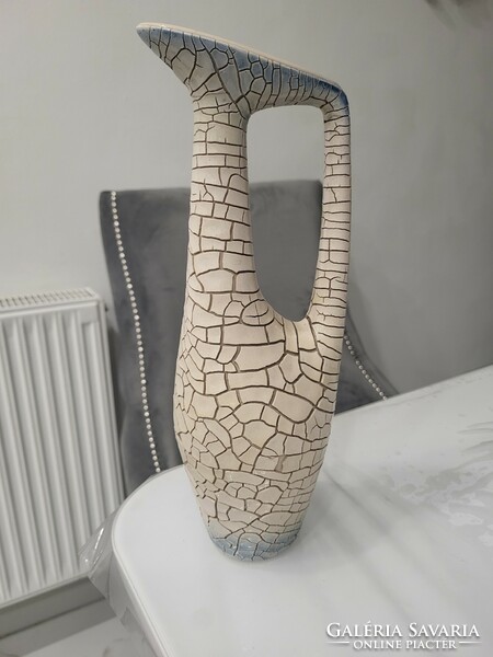 Zsolnay white cracked glaze jug vase
