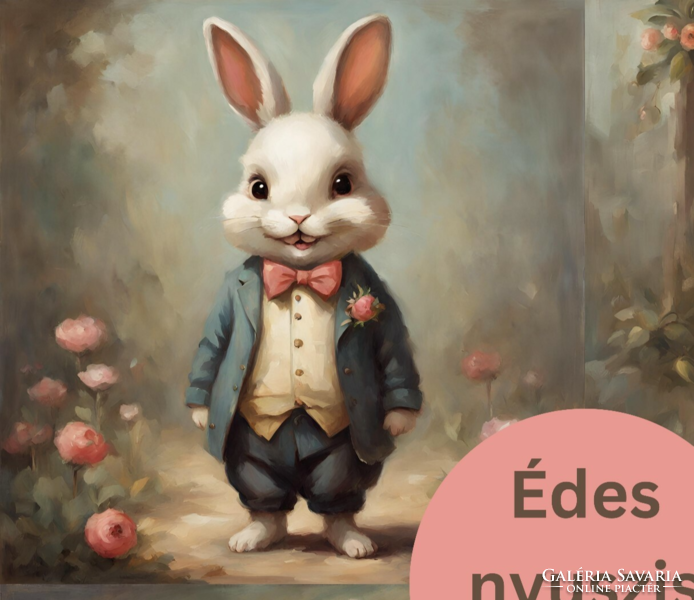 4 charming vintage oil painting style pictures for Easter decoration, digital download