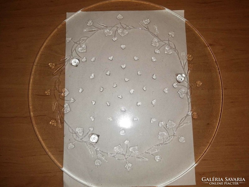 Üveg tortatál sütemény kínáló asztalközép - átm. 31,5 cm (b)