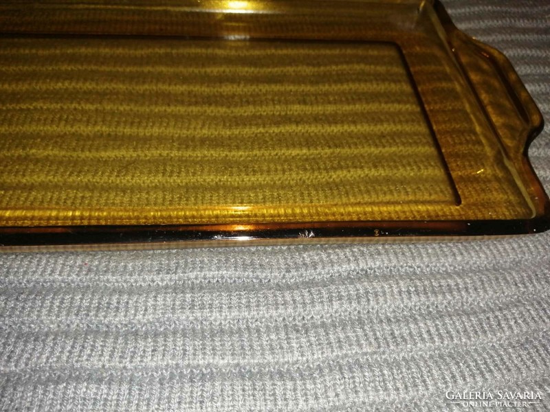 Retro amber glass tray 15.5*28.5 cm (a3)