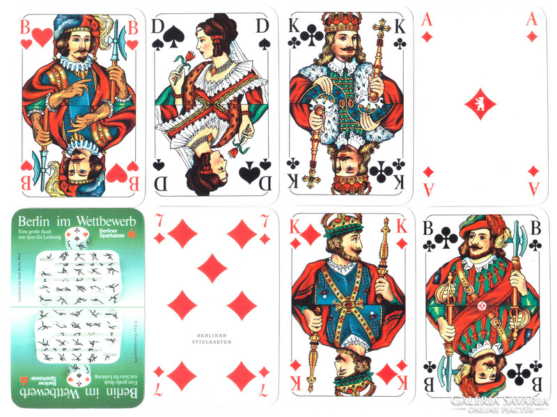 63. Francia sorozetjelű skat kártya berlini kártyakép Berliner Spielkarten 1980 körül 32 lap