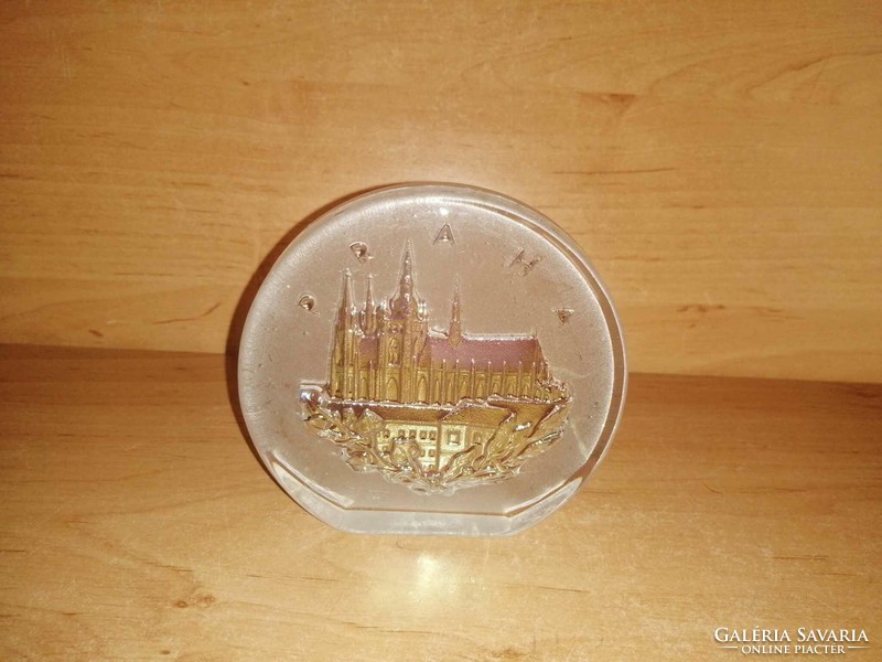 Praha Prague commemorative glass paperweight (b)