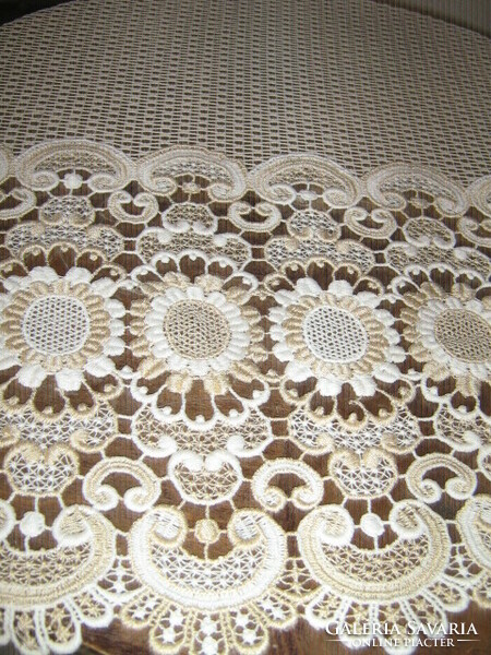 Beautiful vintage ecru floral lace curtain
