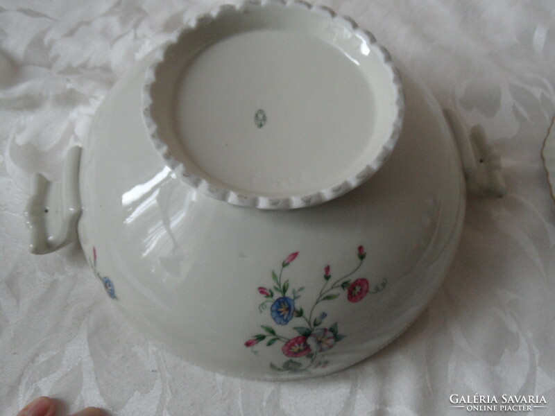 Schlaggenwald porcelain soup bowl with morning glory pattern