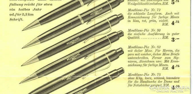 Montblanc pix 72 fountain pen, 1930s, writing instrument, pencil pen