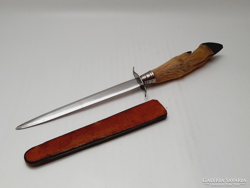 Őzláb markolatú vadász kés, tőr, 27 cm