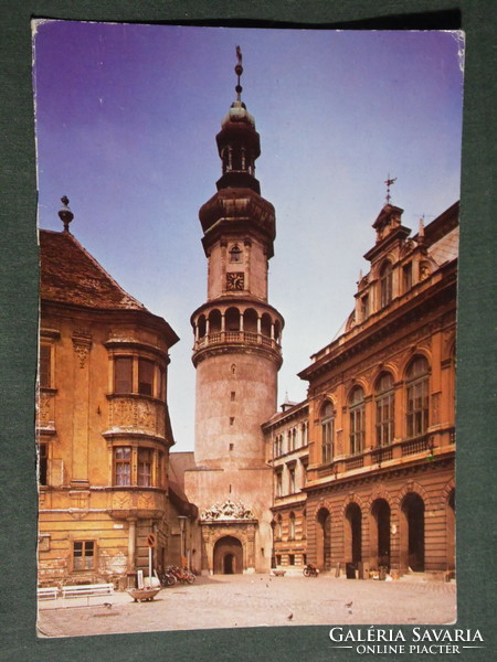 Postcard, sopron, view of fire tower, detail