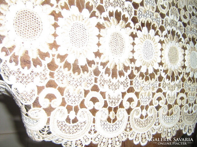 Beautiful vintage ecru floral lace curtain