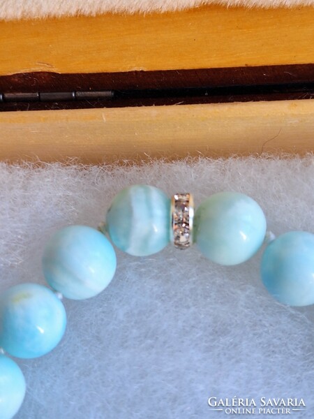 Larimar stone, 925 silver bracelet.