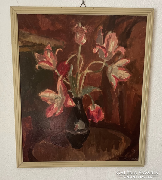 Tenkács Tibor: Tulipános csendélet 1989 előtt