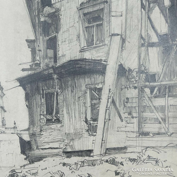 Marosi A. jelzéssel: A lebombázott Szervita tér (1945)F00386