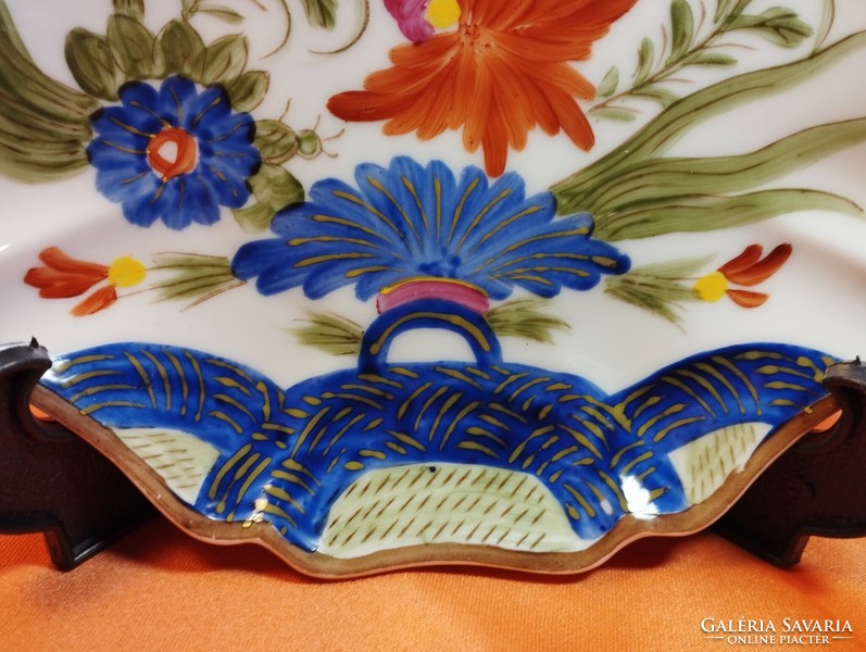 Hand-painted Japanese porcelain bowl, decorative plate with ruffled edges