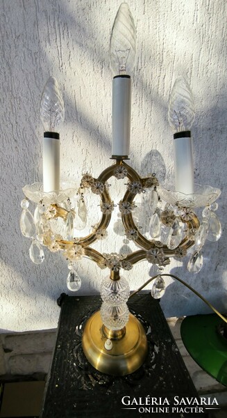 Antik asztali lámpa asztali kristàly 3 égős különleges ritka darab. Videó is !!